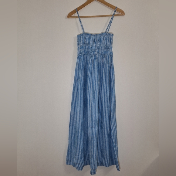 NWOT SEED HERITAGE  Striped Blue Midi Dress - Picture 2 of 8